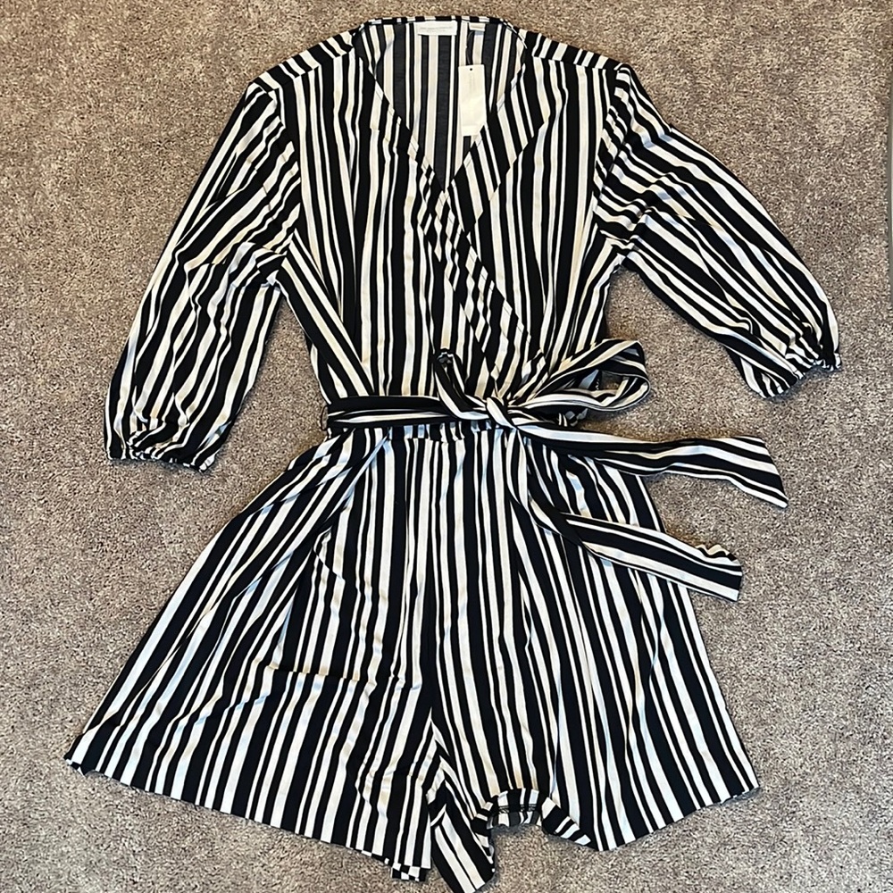 New York & Company striped romper